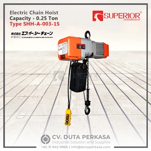 Superior Transmission Electric Chain Hoist Capacity 0.25 Ton Type SHH-A-003-1S Lift Chain 6 Metre