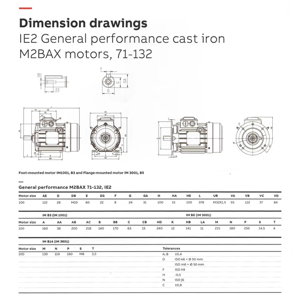 Abb Cast Iron Motors Type M2BAX-100LA6-FTM Foot Mounted 6 poles duta perkasa Indotrading