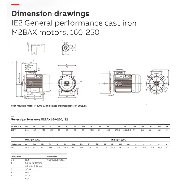 Abb Cast Iron Motors Type M2BAX-160MLA6-FTM Foot Mounted 6 poles duta perkasa Indotrading