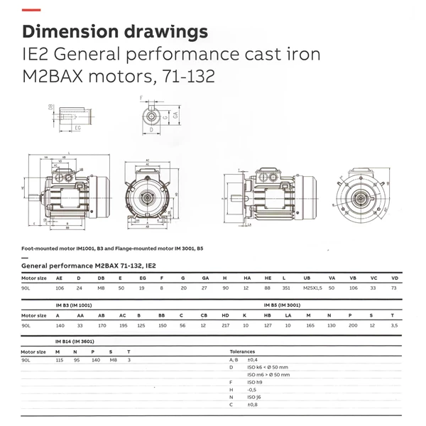 Abb Cast Iron Motors Type M2BAX-100LA4-FTM Foot Mounted 4 poles duta perkasa Indotrading
