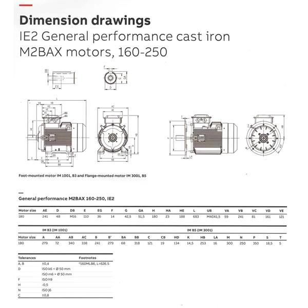 Abb Cast Iron Motors Type M2BAX-180MLA4-FTM Foot Mounted 4 poles duta perkasa Indotrading