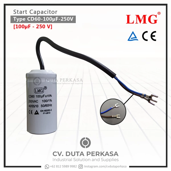 Start Capacitor Type CD60-100uF-250v Rated Voltage 250VAC Duta Perkasa 