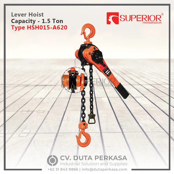 Superior Transmission Lever Hoist Capacity Type HSH015-A620-1.5 Lift Chain 1.5 Metre