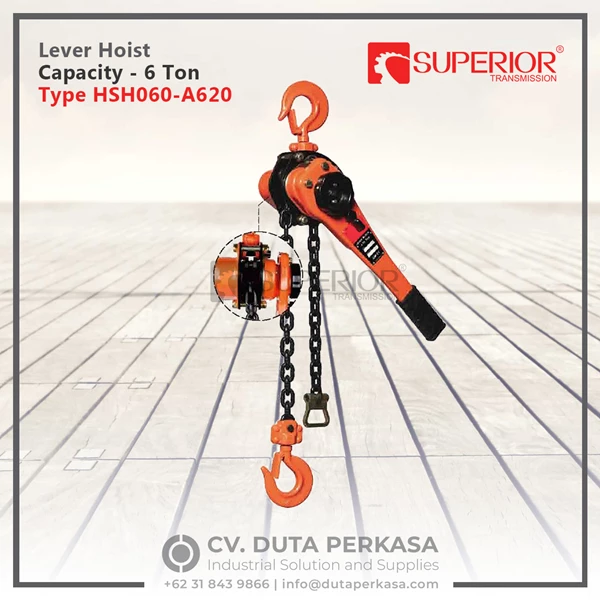Superior Transmission Lever Hoist Capacity 6 Ton Type HSH060-A620-1.5 Lift Chain 1.5 Metre