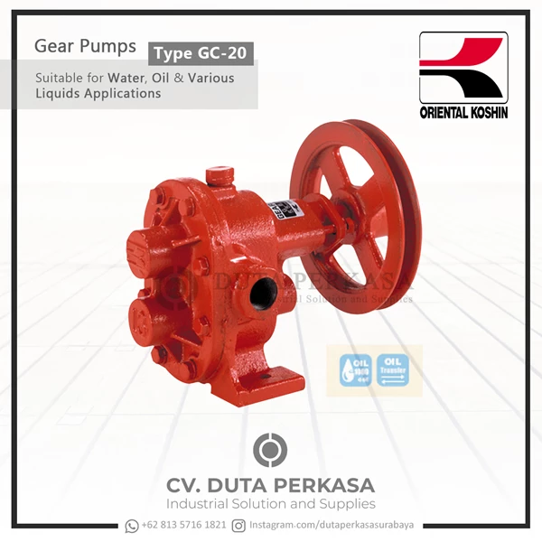 Oriental Koshin Gear Pumps GC-20 Series For Water Oil and Various Liquid Applications Duta Perkasa