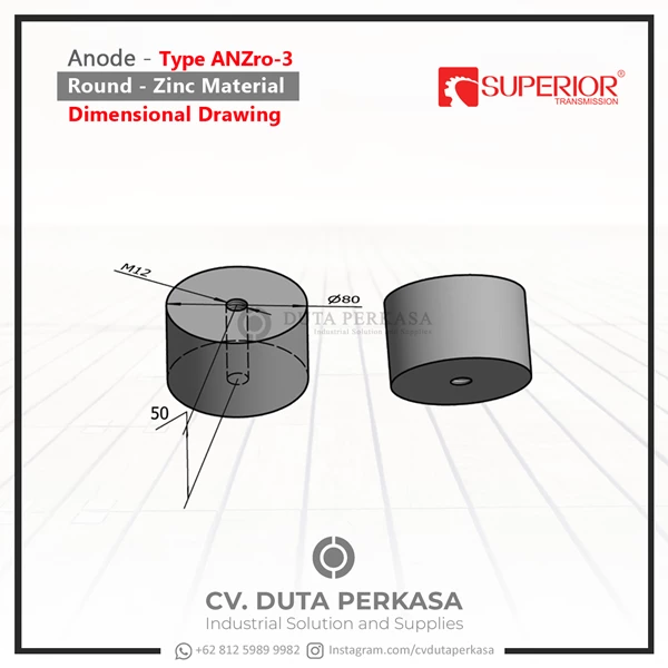 Sacrificial Anode Type ANZro-3 Round Zinc Material Duta Perkasa